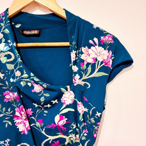 ROBERTO CAVALLI Green and pink floral dress - Picture 3 of 10